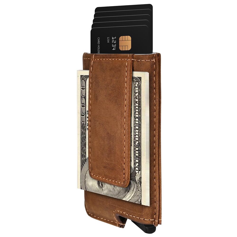 5739 RFID Blocking Slim Money Clip Aluminum Wallet Automatic Pop-up Card